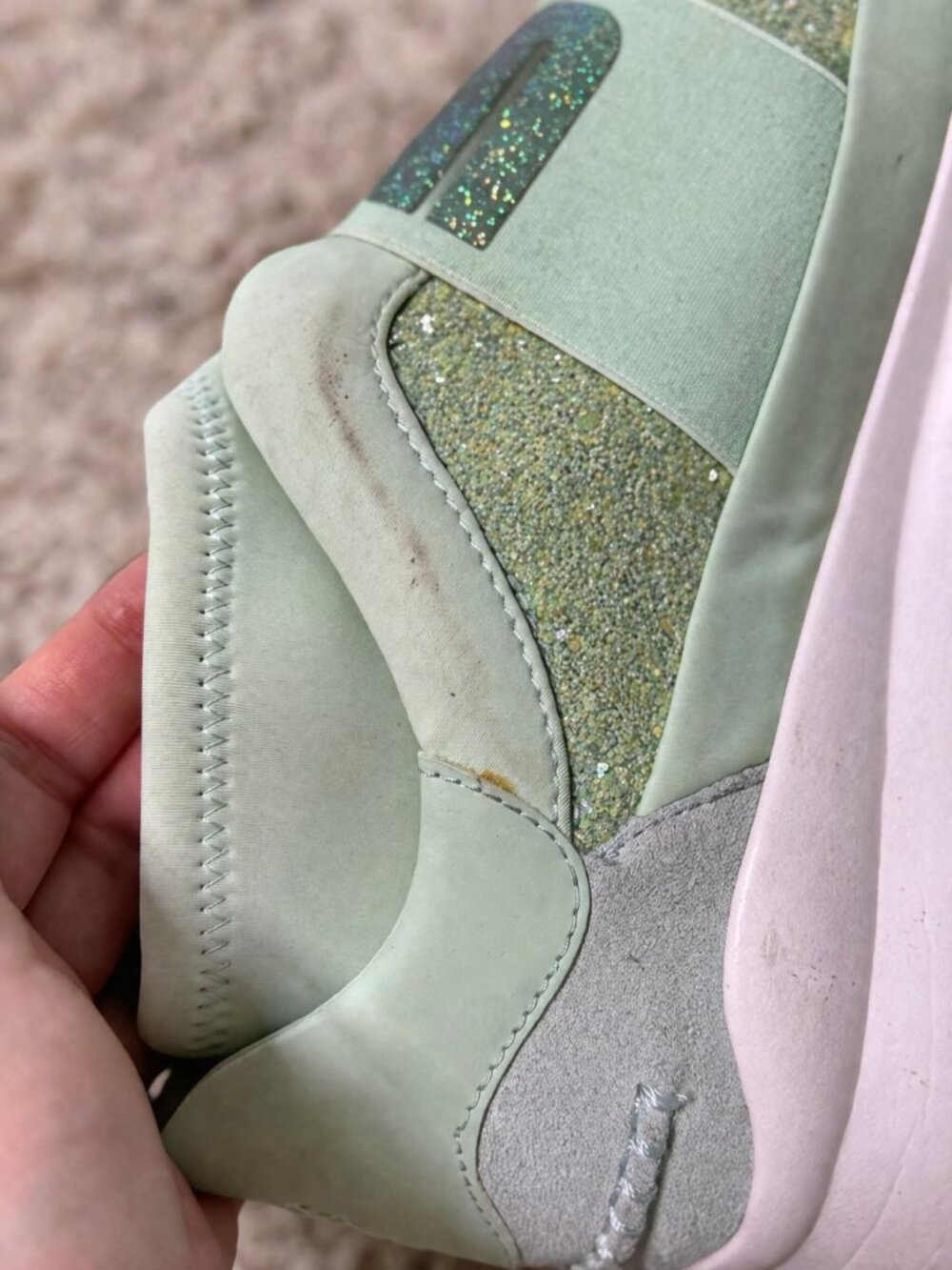 UGG Neutra Sneaker Mint Green Glitter Slip-On Platform Shoes 9.5 - Picture 7 of 7